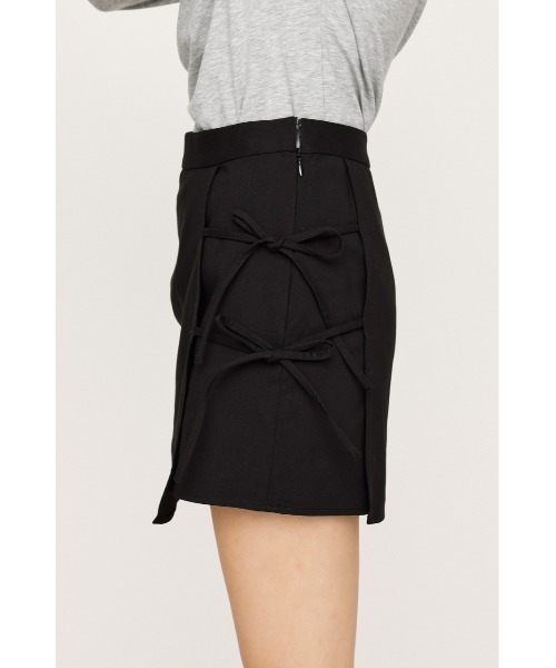 リボン付き黒ギャザースカート巻きスカート SLY（スライ） スカート GATHER RIBBON WRAP S/SK ギャザー リボン