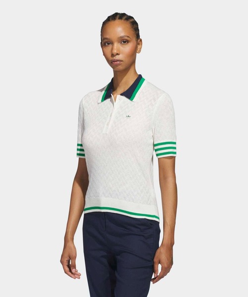 adidas golf アディダスゴルフ ニット素材 半袖ポロシャツ スキッパー ビヨンド ザ コース ツイストニット スキッパーカラー 半袖