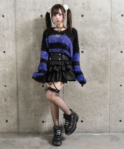 ハイウエストエンブレムボタン付きフリルパンツ/Amilige/アミリージュ ハイウエストエンブレムボタン付きフリルパンツ（その他パンツ