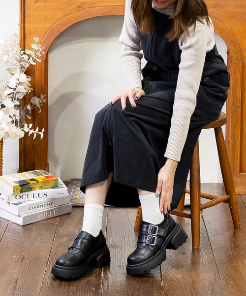 dr.martens BELLE 2ストラップバー　ローファー ブラック 厚底 ストラップローファー 厚底 ティンバーランド Timberland レディース