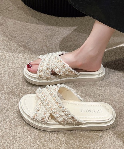 「Miniministore」 フラットサンダル 23.5cm ブラック レディース_画像7