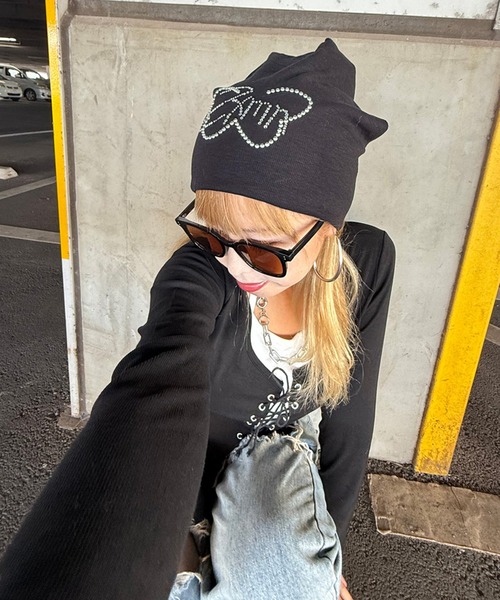 non-hedge（ノンヘッジ） ニット帽 ニットキャップ ストーンモチーフ