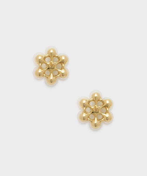 ピアス 入学式 卒業式 ゴールドフラワーパールピアス レディースの画像