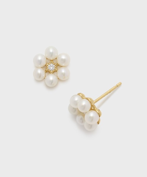 ピアス 入学式 卒業式 ゴールドフラワーパールピアス レディースの画像