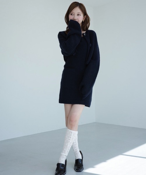 新品未使用　eimy istoire eimy monogramニットワンピース エイミーイストワール EIMY ISTOIRE インターシャロゴニットワンピース