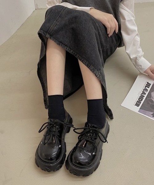 Mejoul ローファー 「2025秋冬新作」フェイクレザースニーカー厚底