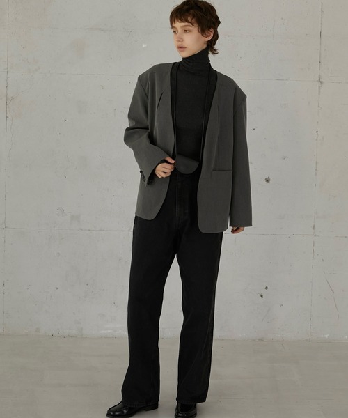 新品 【LA PEAU DE GEM】no collar hole jakcet no collar hole jacket – LA PEAU DE GEM