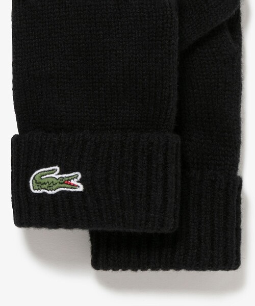 LACOSTE ブラック ニット手袋 ラコステ LACOSTE ジャージニットグローブ （ブラック