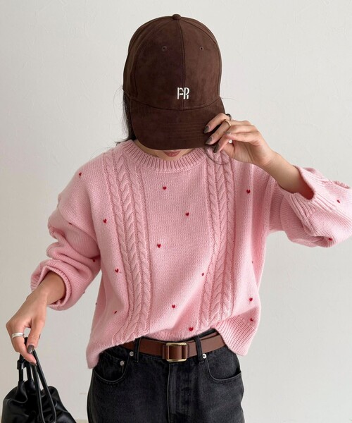fredy emue（フレディエミュ） ニット セーター ハート刺繍柄編み