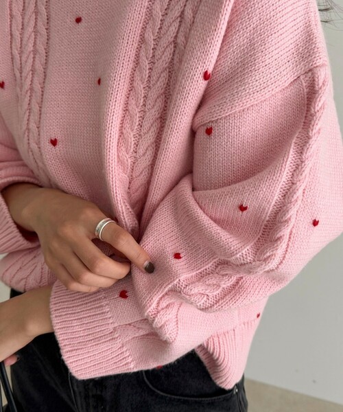 fredy emue（フレディエミュ） ニット セーター ハート刺繍柄編み