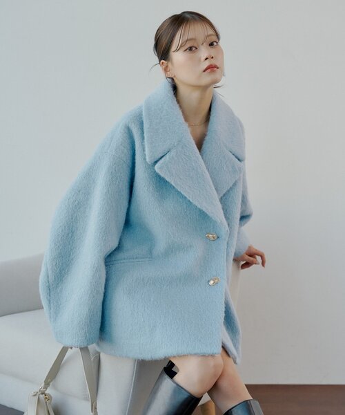 【新品タグ付き】Chico / 金釦シャギールーズコート Chico（チコ） コート アウター 金釦シャギールーズコート レディース