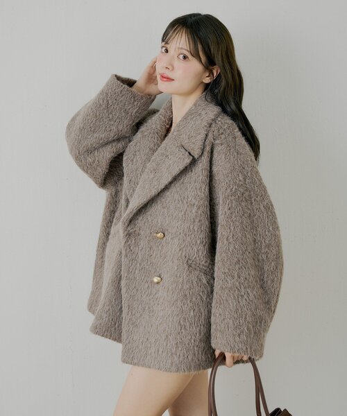 金釦シャギールーズコート　chico アウター　kastane mystic Chico（チコ） コート アウター 金釦シャギールーズコート レディース