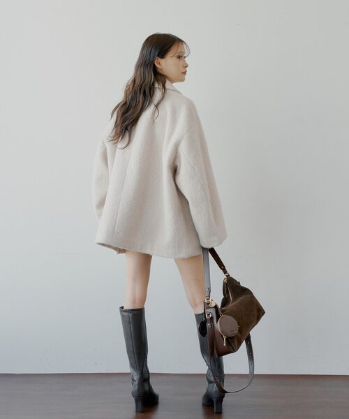 Chico（チコ） コート アウター 金釦シャギールーズコート レディース