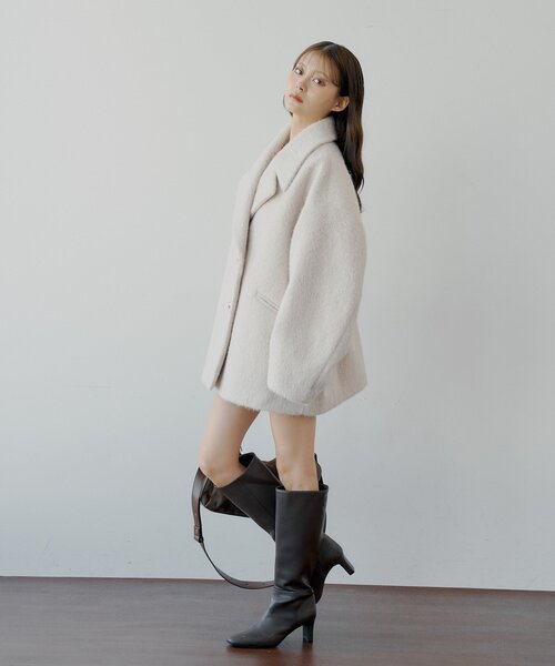 Chico（チコ） コート アウター 金釦シャギールーズコート レディース