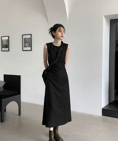 「BARELY BLUE」 ノースリーブワンピース FREE ブラック レディース_画像5