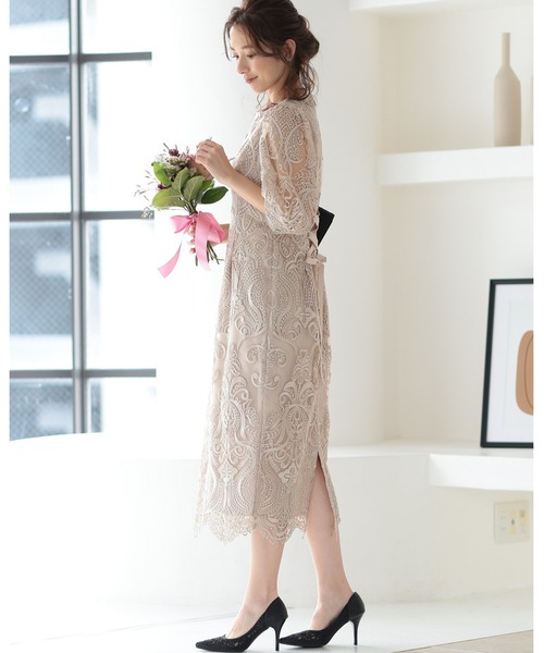 「PREFERIR」 半袖ワンピース MEDIUM ネイビー レディース_画像4