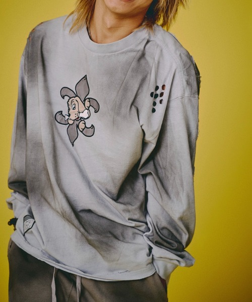 GALFY（ガルフィー） tシャツ 「GALFY」ぼろぼろロゴ百合の紋ロンTee