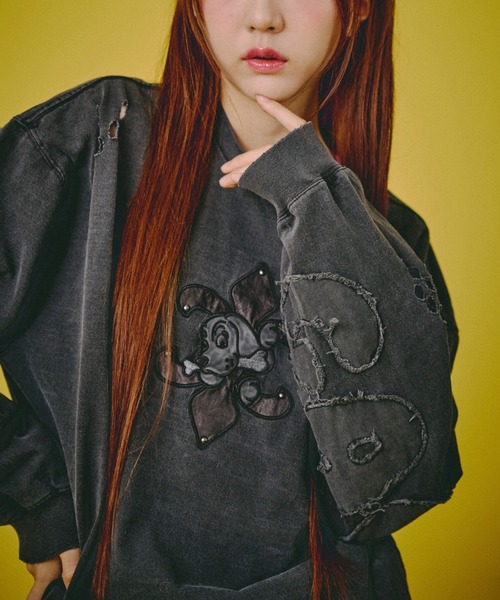 GALFY（ガルフィー） tシャツ 「GALFY」ぼろぼろロゴ百合の紋ロンTee