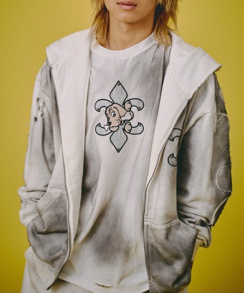 GALFY（ガルフィー） tシャツ 「GALFY」ぼろぼろロゴ百合の紋ロンTee