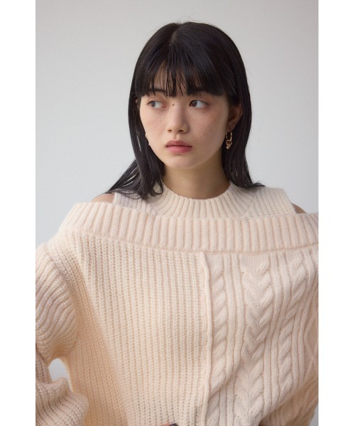オープンショルダーケーブルニット AZUL BY MOUSSY | オープンショルダーケーブルニット (ニット ) |SHEL