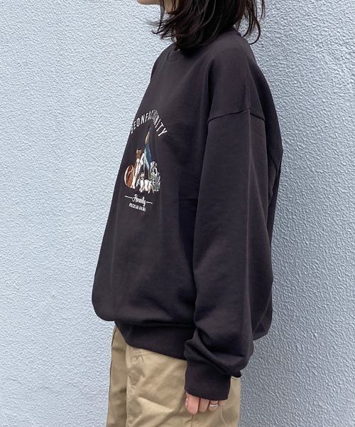 プードル刺繍 ネイビースエット Bleu Bleuet（ブルーブルーエ） トレーナー スウェット アニマル刺繍