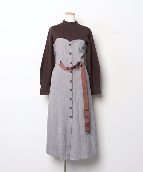 LAGUNAMOON（ラグナムーン） 長袖ワンピース SMALL グレー レディース