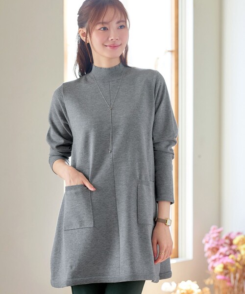 Tiaclasse ニット セーター ポケット付きニットチュニック レディース