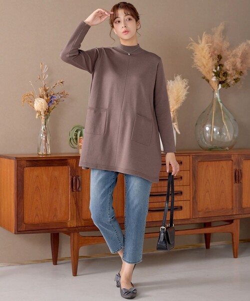 Tiaclasse ニット セーター ポケット付きニットチュニック レディース