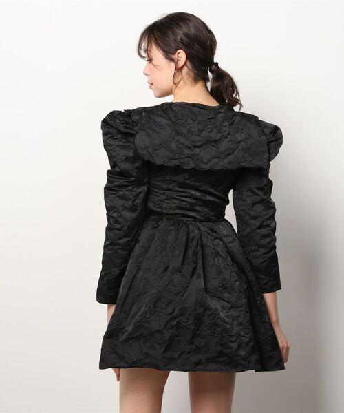 裕*様 【レア】Jane Maple/長袖ワンピース 黒 セール】 サテンジョーゼット プリーツワンピース （ロング・マキシ丈