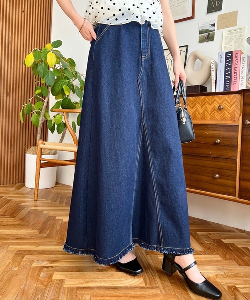 専用⭐︎ まとめ売り⭐︎トップス　ロングスカート　パンツ　ジーンズ⭐︎Mサイズ moment+ ロングスカート L サックスブルー レディース : ZOZOTOWN