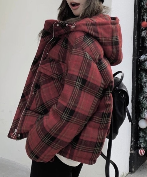 ViViDAY ダウンコート ダウンジャケット チェック柄ダウンジャケット