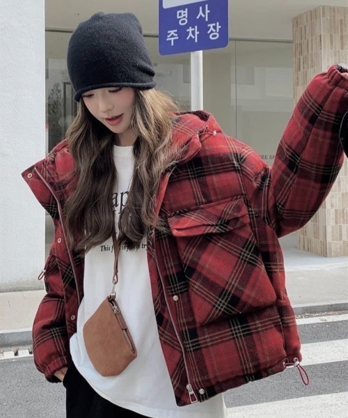 ViViDAY ダウンコート ダウンジャケット チェック柄ダウンジャケット