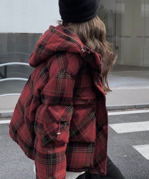 ViViDAY ダウンコート ダウンジャケット チェック柄ダウンジャケット