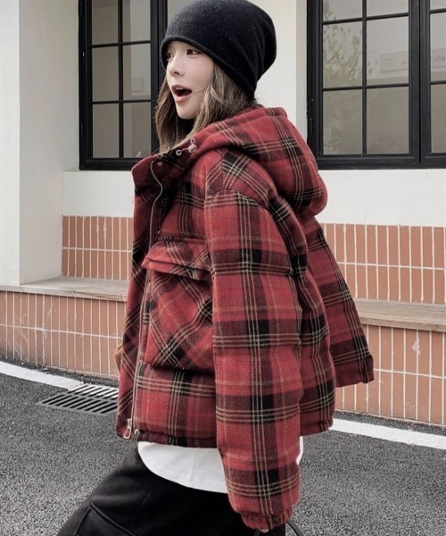 ViViDAY ダウンコート ダウンジャケット チェック柄ダウンジャケット