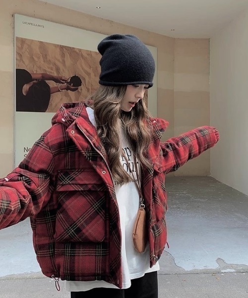 ViViDAY ダウンコート ダウンジャケット チェック柄ダウンジャケット