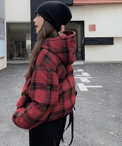 ViViDAY ダウンコート ダウンジャケット チェック柄ダウンジャケット