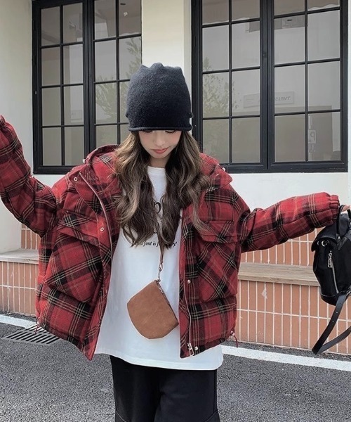 ViViDAY ダウンコート ダウンジャケット チェック柄ダウンジャケット