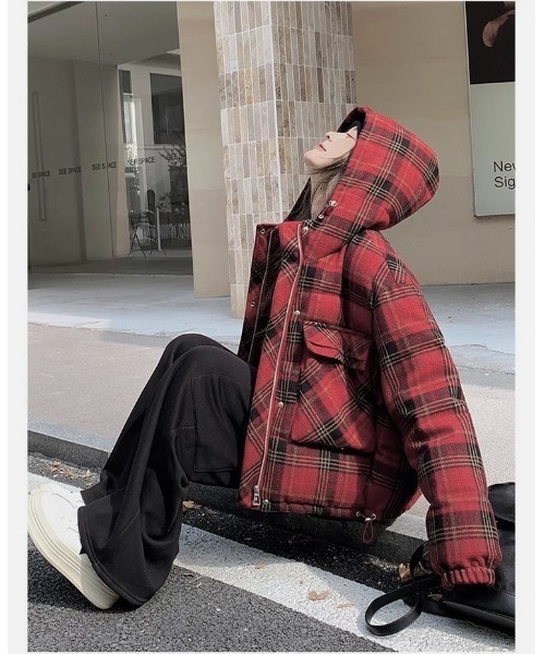 ViViDAY ダウンコート ダウンジャケット チェック柄ダウンジャケット