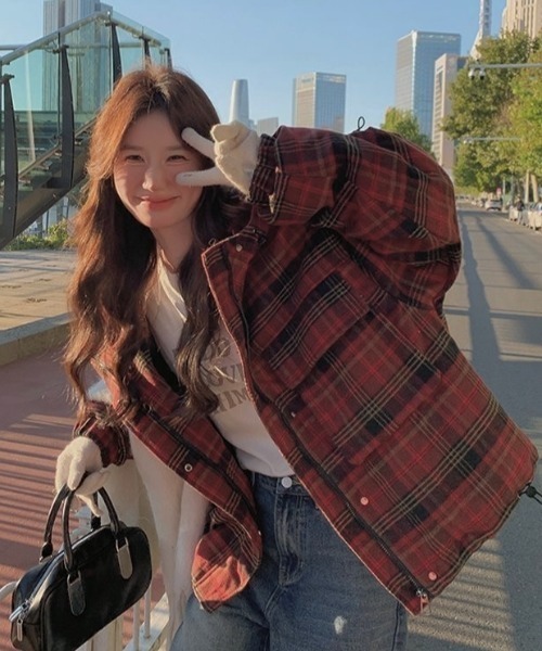 ViViDAY ダウンコート ダウンジャケット チェック柄ダウンジャケット