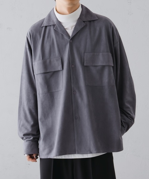 「epnok」 長袖シャツ LARGE チャコールグレー メンズ_画像2