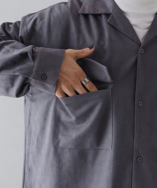 「epnok」 長袖シャツ LARGE チャコールグレー メンズ_画像6