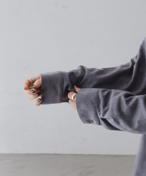 「epnok」 長袖シャツ LARGE チャコールグレー メンズ_画像8