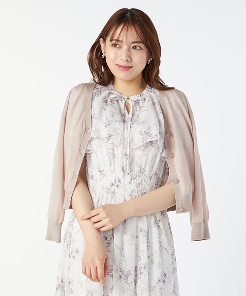 「LAISSE PASSE」 7分袖ニットカーディガン MEDIUM スモークピンク レディース_画像2