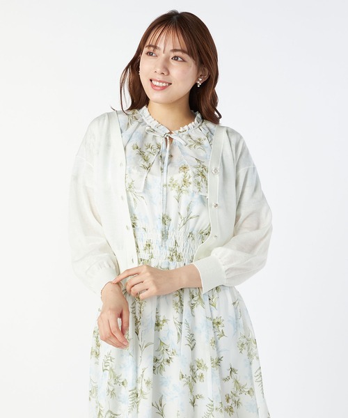 「LAISSE PASSE」 7分袖ニットカーディガン MEDIUM スモークピンク レディース_画像6