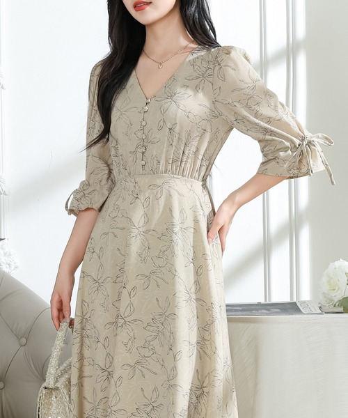 「Lace Ladies」 7分袖ワンピース FREE アイボリー レディース_画像4