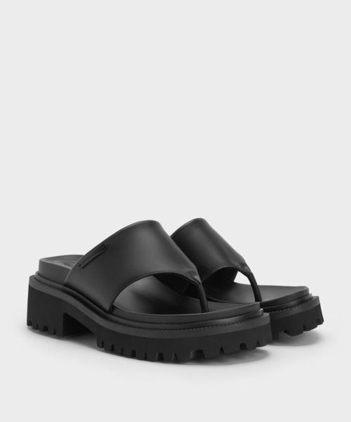 「CHARLES & KEITH」 フラットサンダル 25cm ブラック レディース_画像3