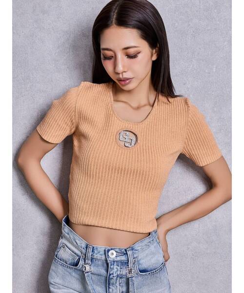 GYDA（ジェイダ） tシャツ GG bijou MOLDラメニットトップス