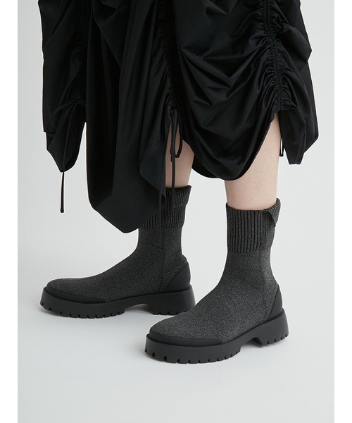 「emmi」 ショートブーツ 25cm グレー レディース_画像2