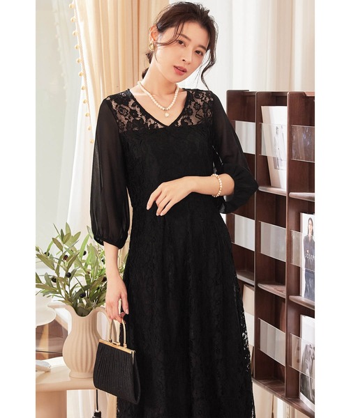 「Cinderella」 長袖ワンピース - ブラック レディース_画像4