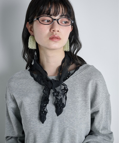 【25S/S】リネンチュール トライアングルスカーフ THE Yon スカーフ バンダナ チュールレーストライアングルスカーフ